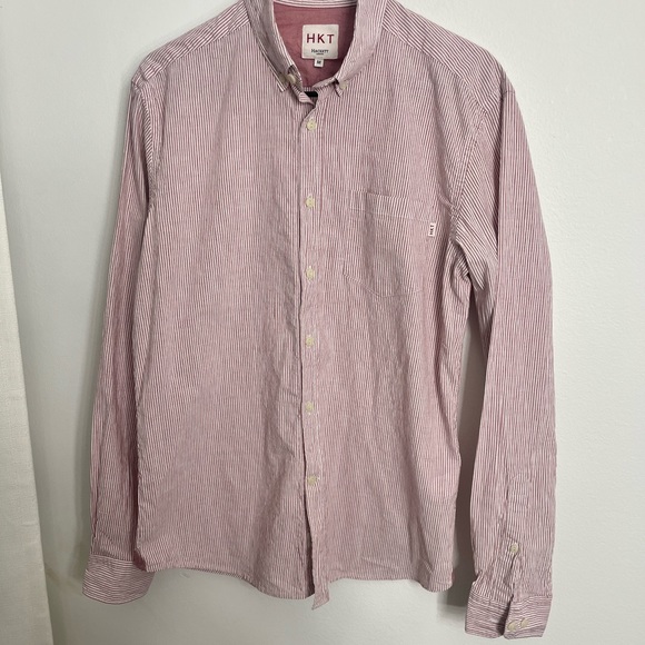 Hackett London Cotton linen blend striped slim fit button down - Picture 5 of 13